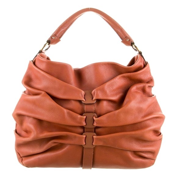 Salvatore Ferragamo Salmon Leather Ruched Hobo Bag [GG-21B247] - Picture 2 of 16